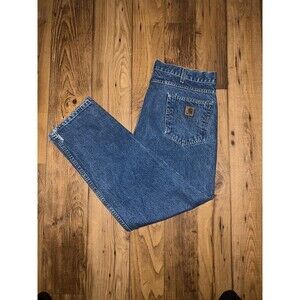 Mens 40X30 Carhartt Relaxed Fit Tapered Leg Blue Jeans B17 STW Denim Pants Vtg